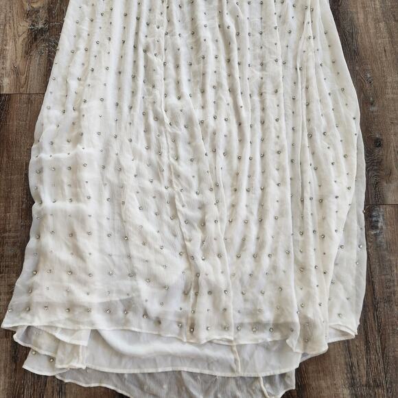 Retrofete Zadie Embellished Silk Chiffon Dress Sleeveless White Large NWT Maxi - Picture 6 of 14
